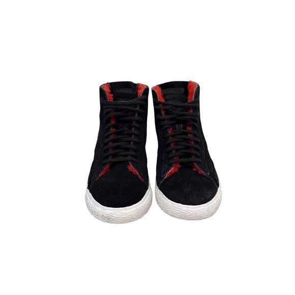 Nike Shoes Nike Blazer Mid Premium Black Suede Red Lined Size Women's 7 - Picture 2 of 5